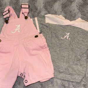 Pink and Gray Kids Overalls Set